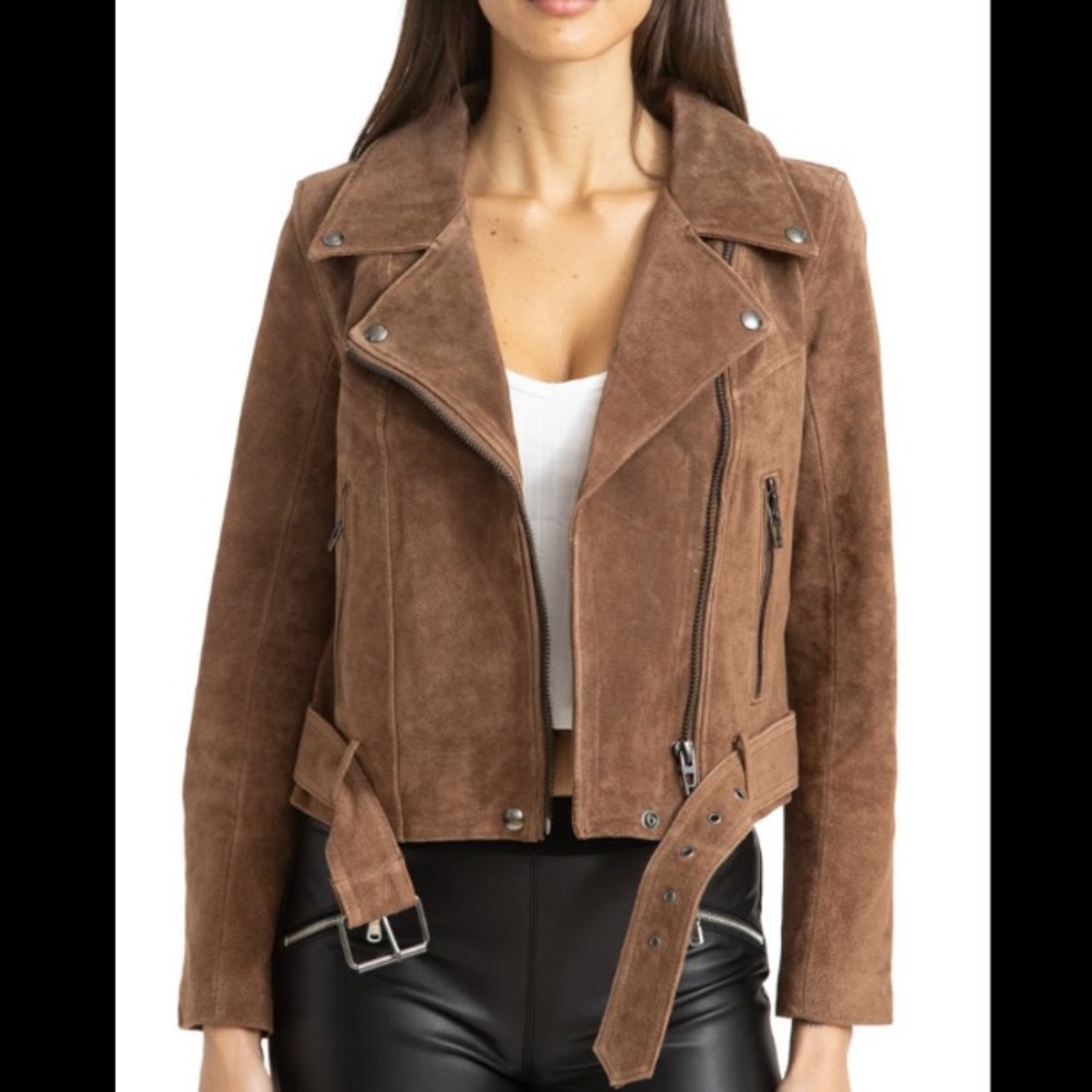 BLANK NYC suede leather motor jacket